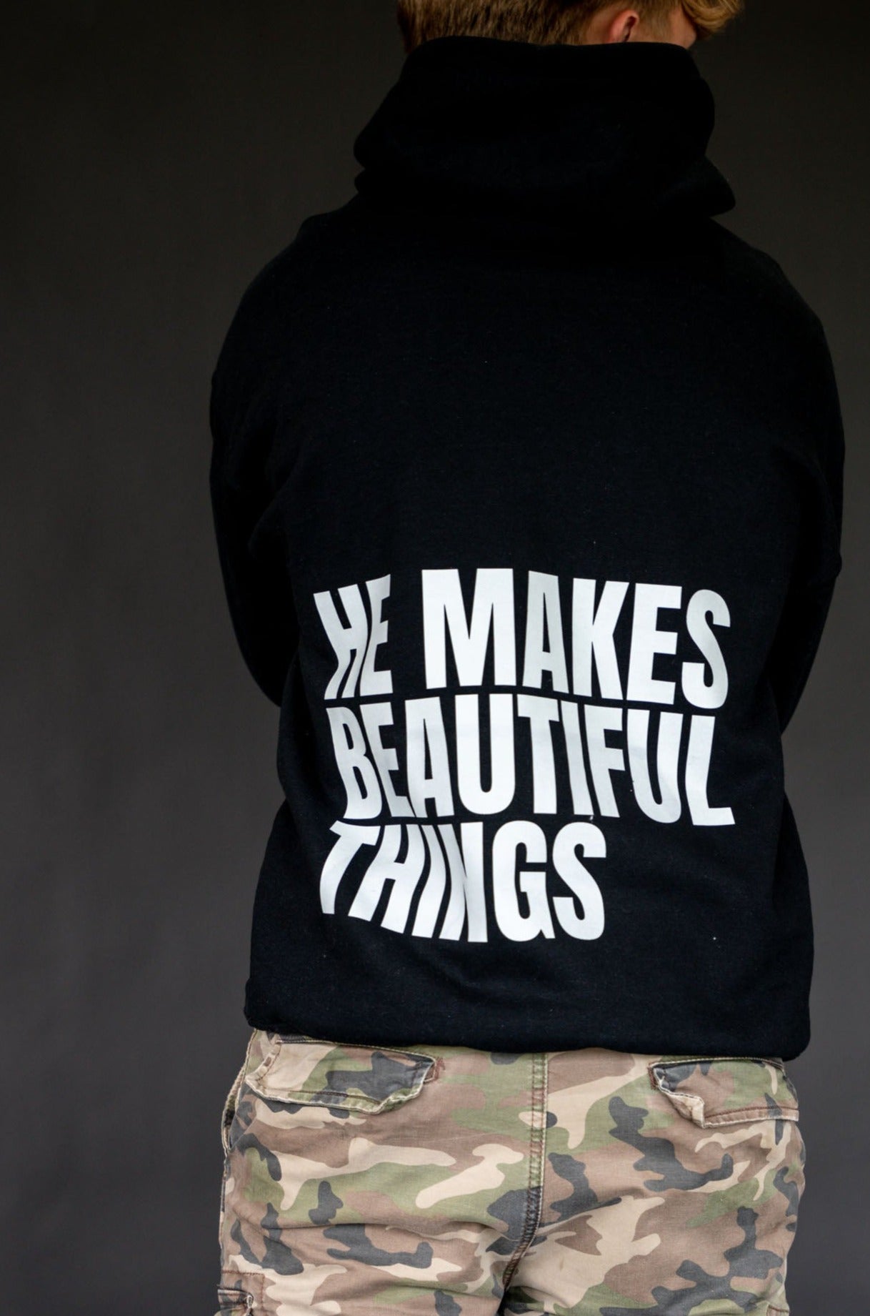 He Makes Beautiful Things Hoodie (Black and Ivory)